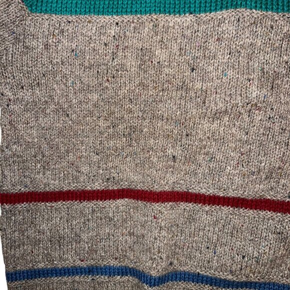 Pendleton Gray Crewneck Sweater with Red, Blue, and Green Stripes - Picture 4 of 5